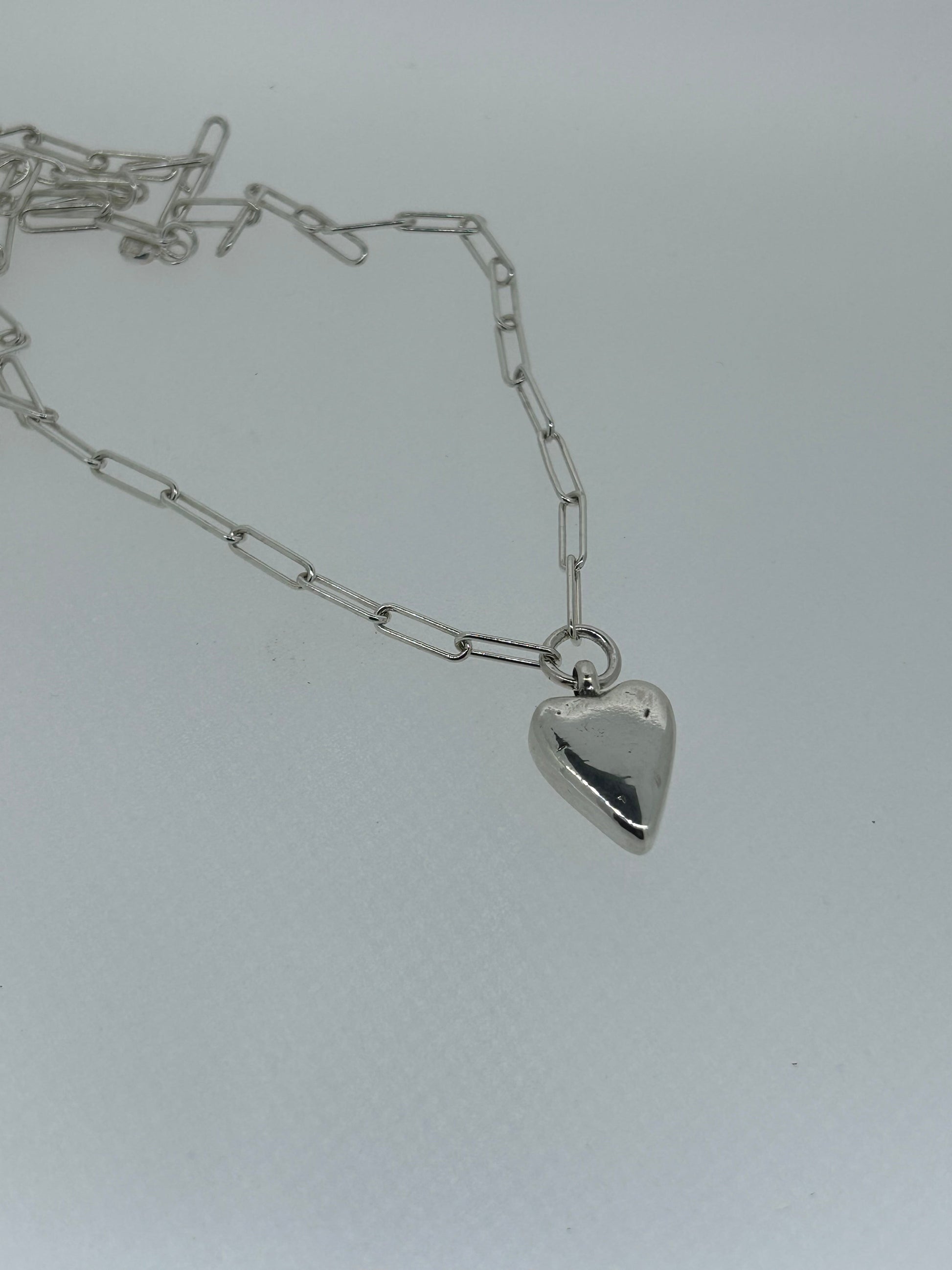 Maxi Heart Trace Chain Necklace in Sterling Silver
