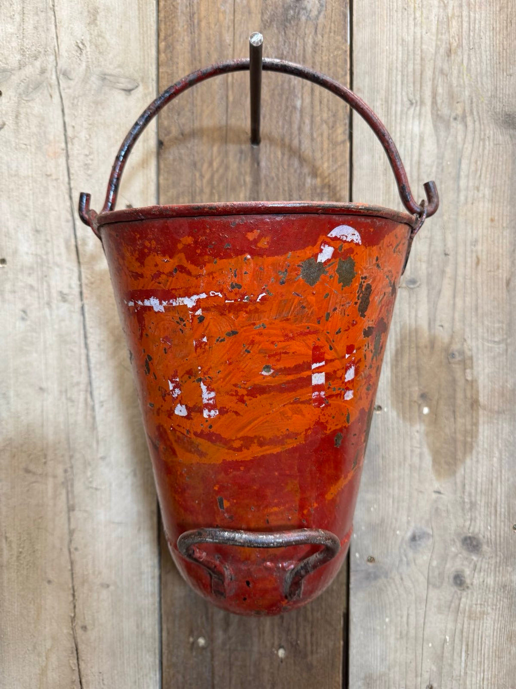 Vintage Galvanised Hanging Fire Bucket Plant Pot