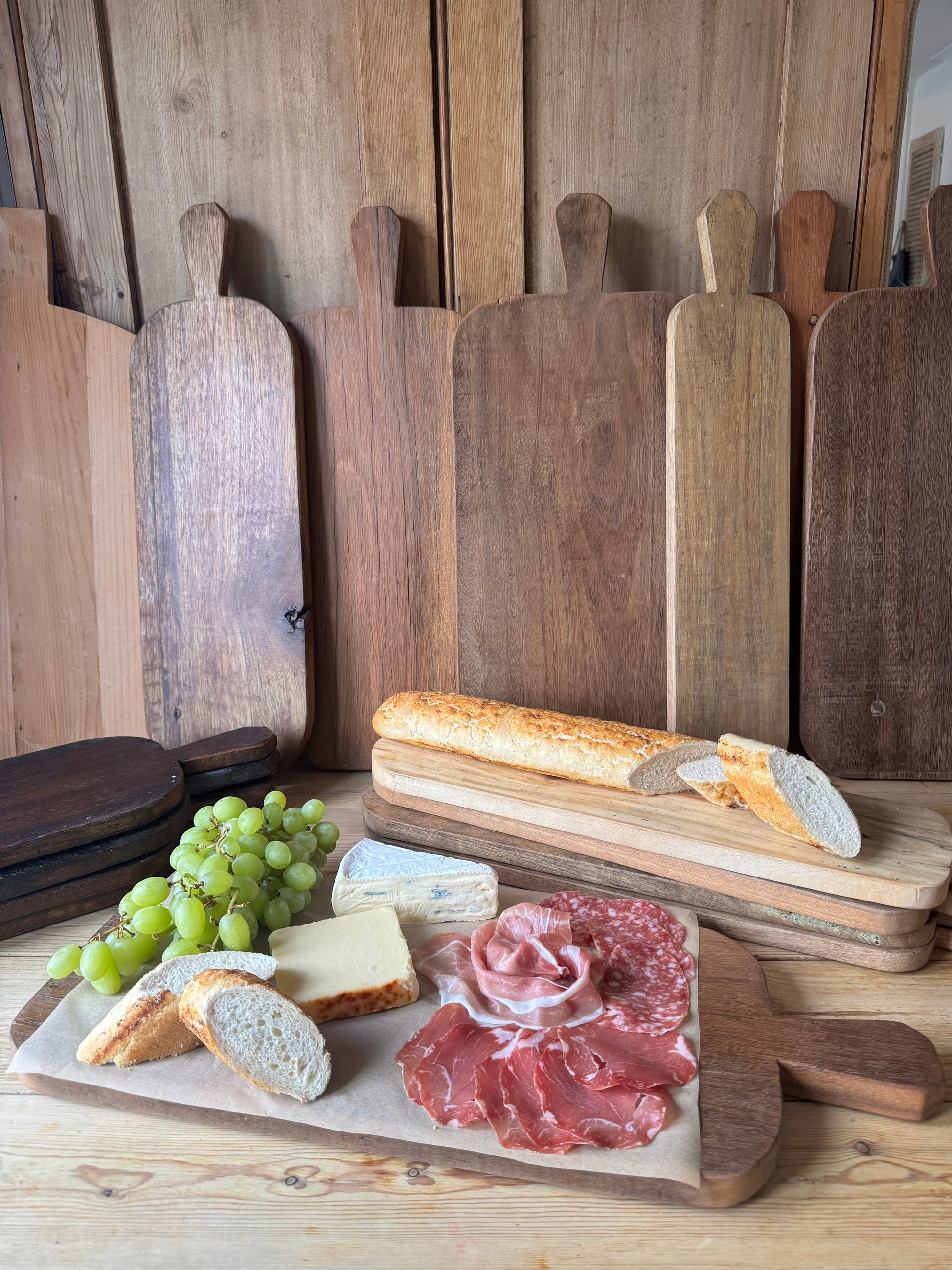 Rustic Wooden Cheese Board and Charcuterie Platter