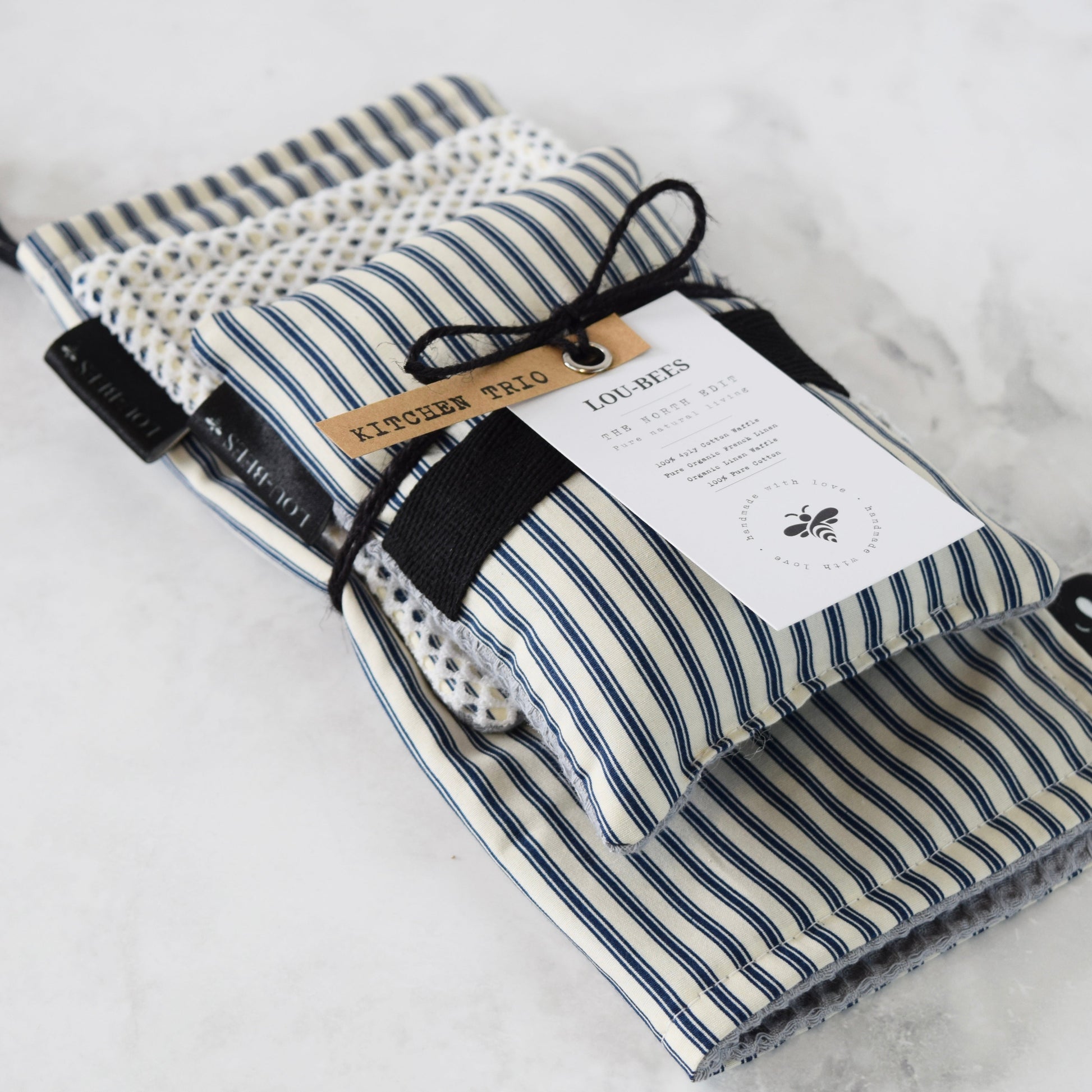 French Inspired Navy Stripe Kitchen Trio