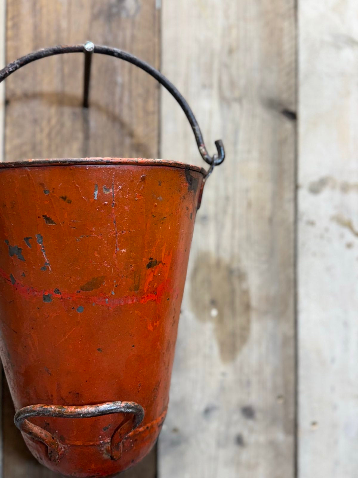 Vintage Galvanised Hanging Fire Bucket Plant Pot