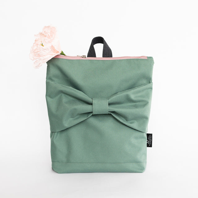 Mint Bow Backpack for Kids – Waterproof & Stylish by Muni at www.brixbailey.com
