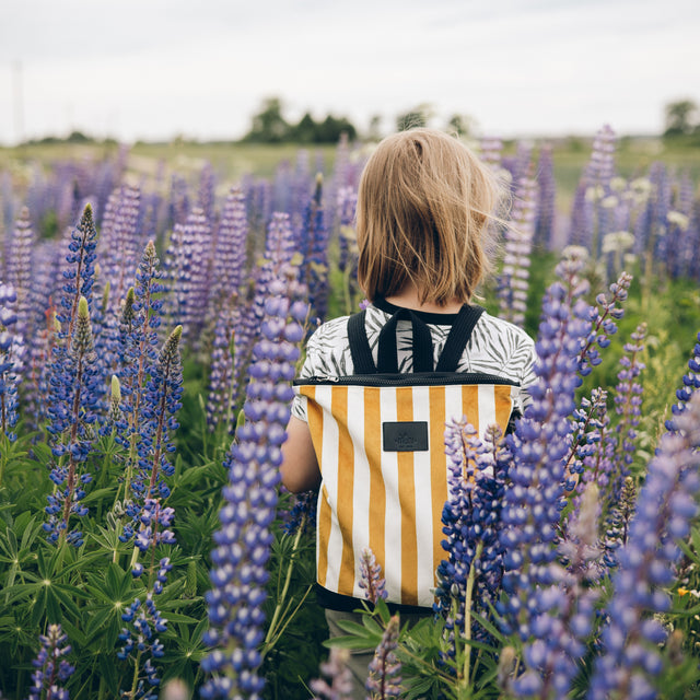 Striped Mustard Backpack for Kids – Stylish & Durable Outdoor Gear by Muni at www.brixbailey.com