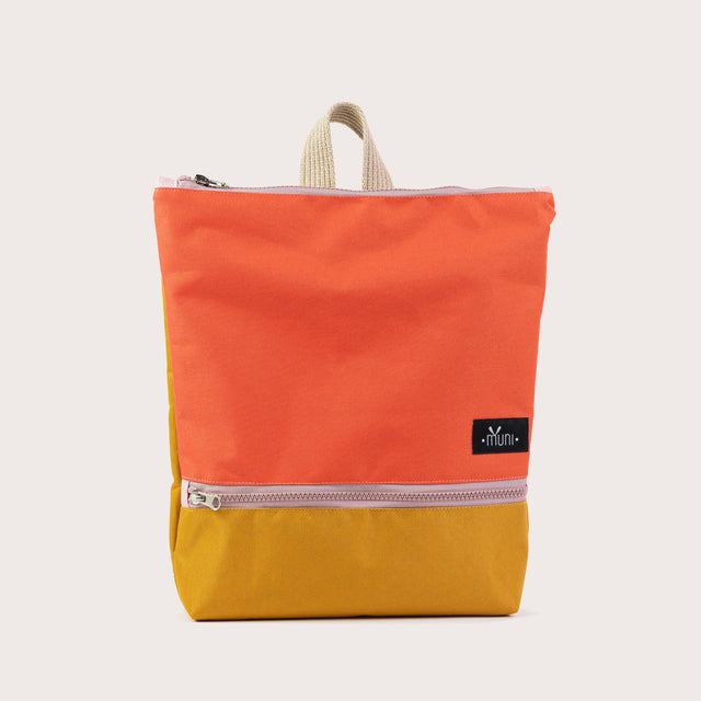 Vibrant Orange+Yellow Waterproof Backpack – Durable & Stylish by Muni at www.brixbailey.com