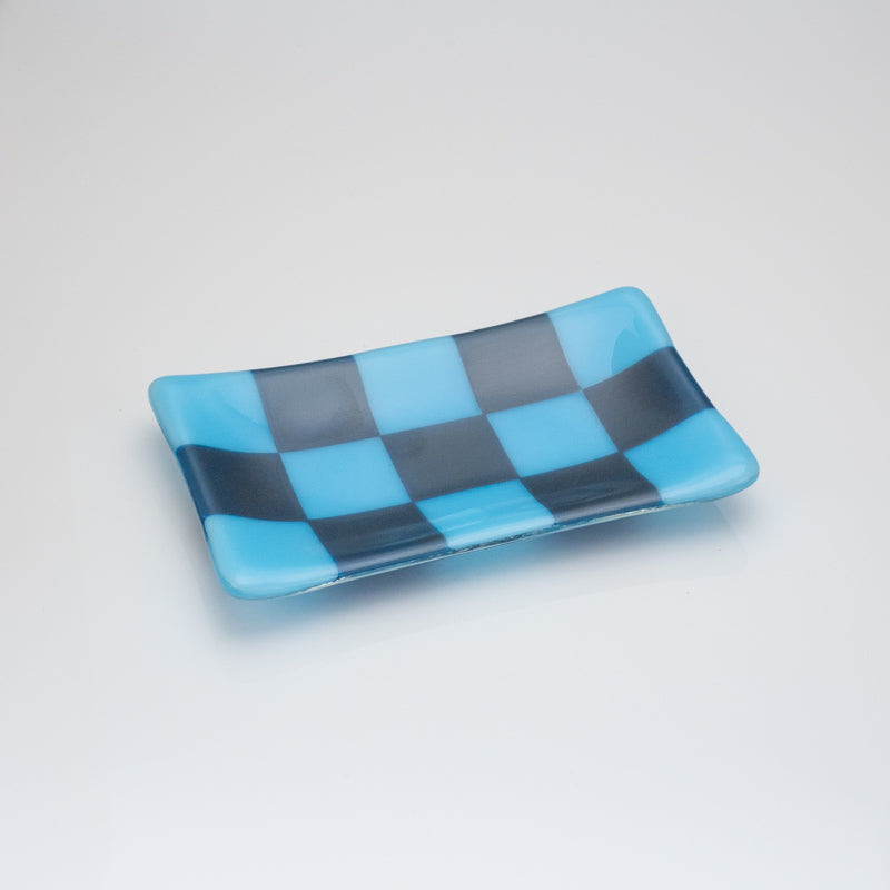 Chequered Dual Colour Medium Glass Tray 15cm