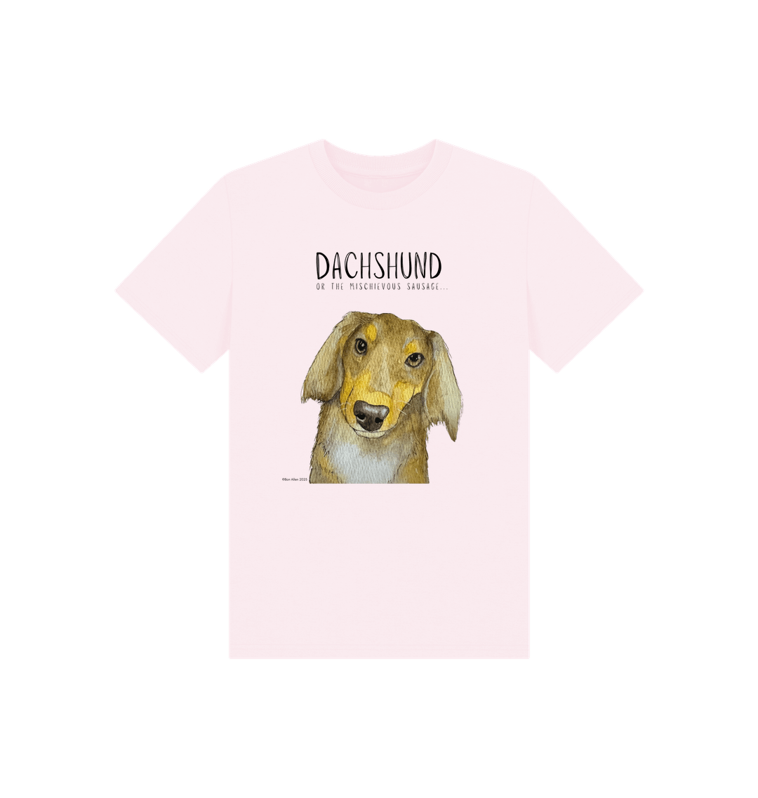 Mischievous Long Haired Hot Dog Kids T Shirt Small Pup Big Attitude