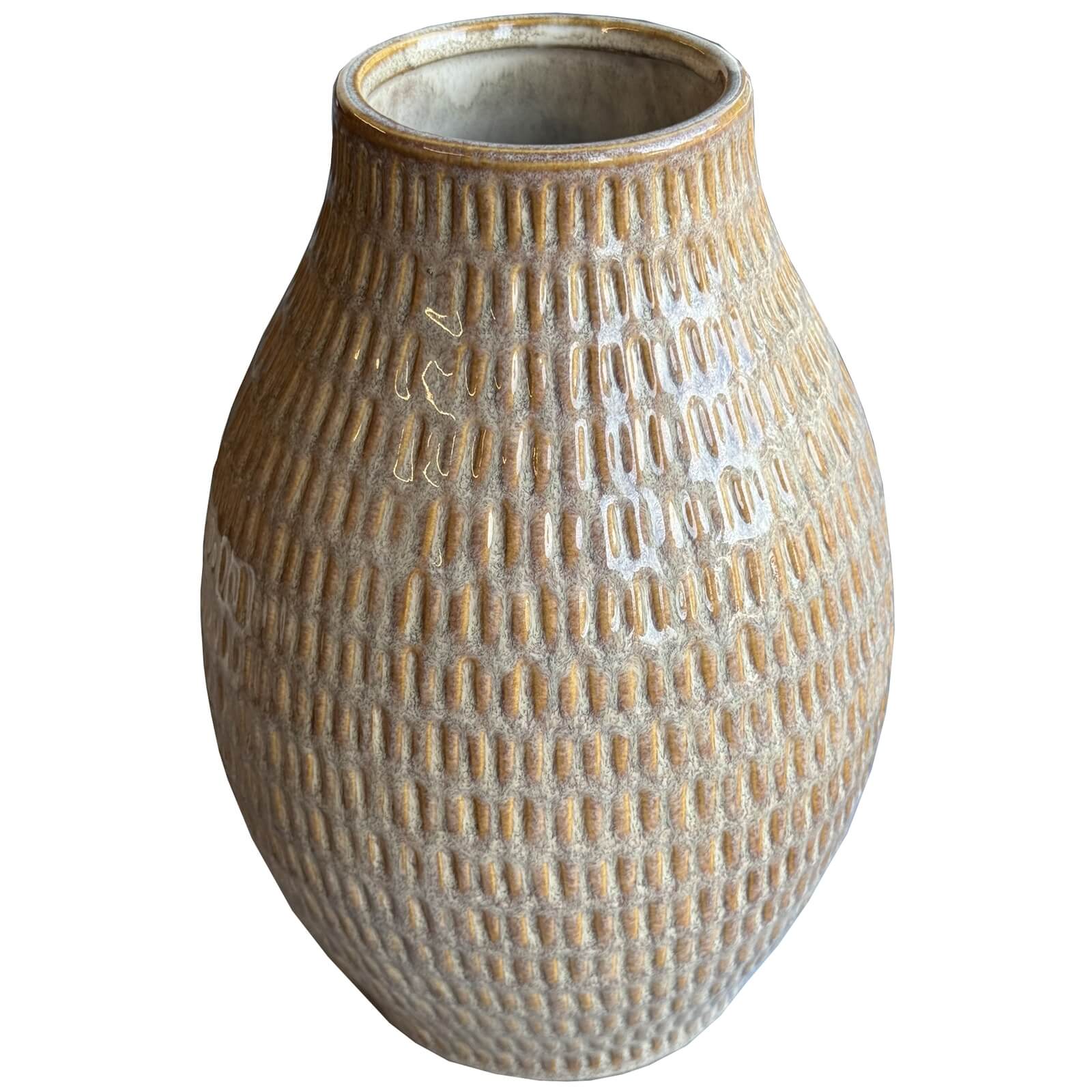 Handcrafted modern organic ceramic vase in rich earthy brown with sculptural texture, 27cm tall. by Sostter at brixbailey.com