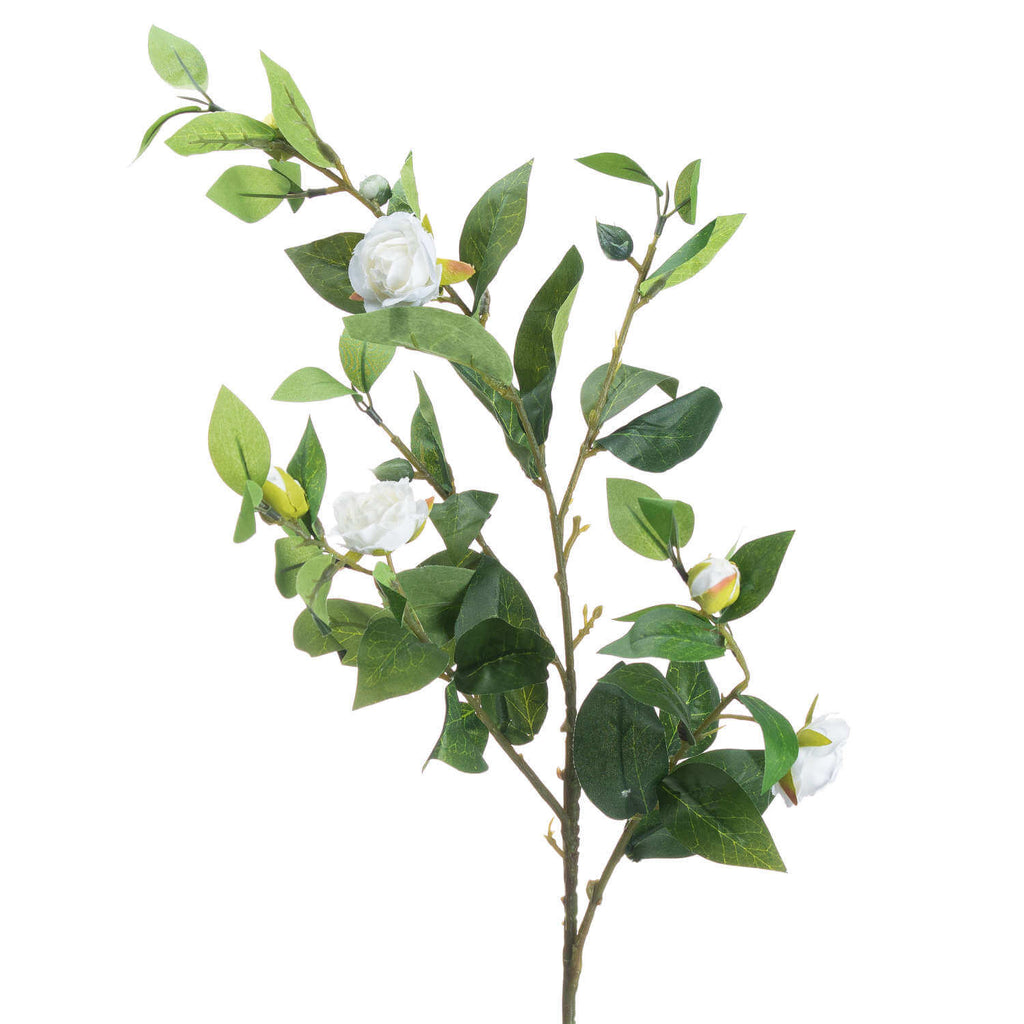 Cream artificial gardenia stem with green accents, 35.4 tall, realistic petals for elegant floral arrangements by sostter at brixbailey.com