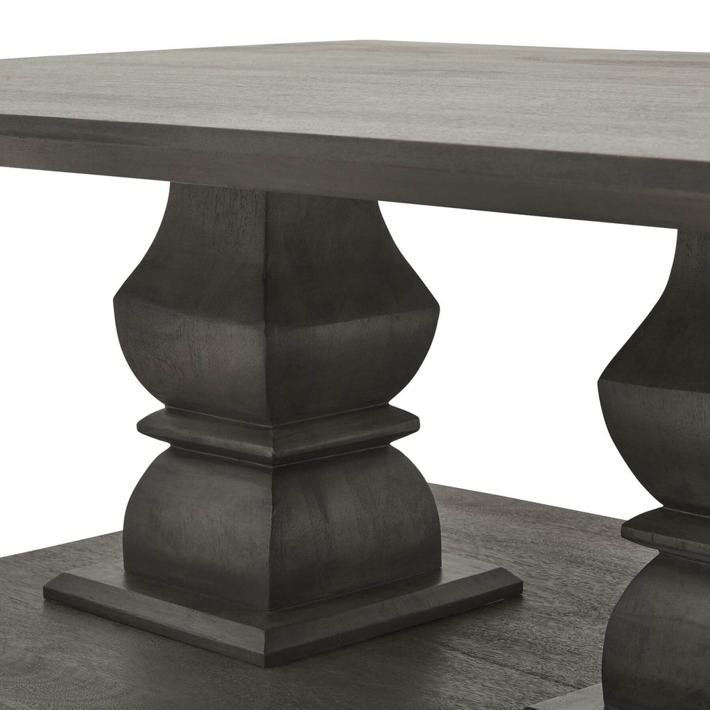 Chunky Lucia coffee table in deep grey acacia wood, modern handcrafted centerpiece for living rooms by RoomLondon at brixbailey.com