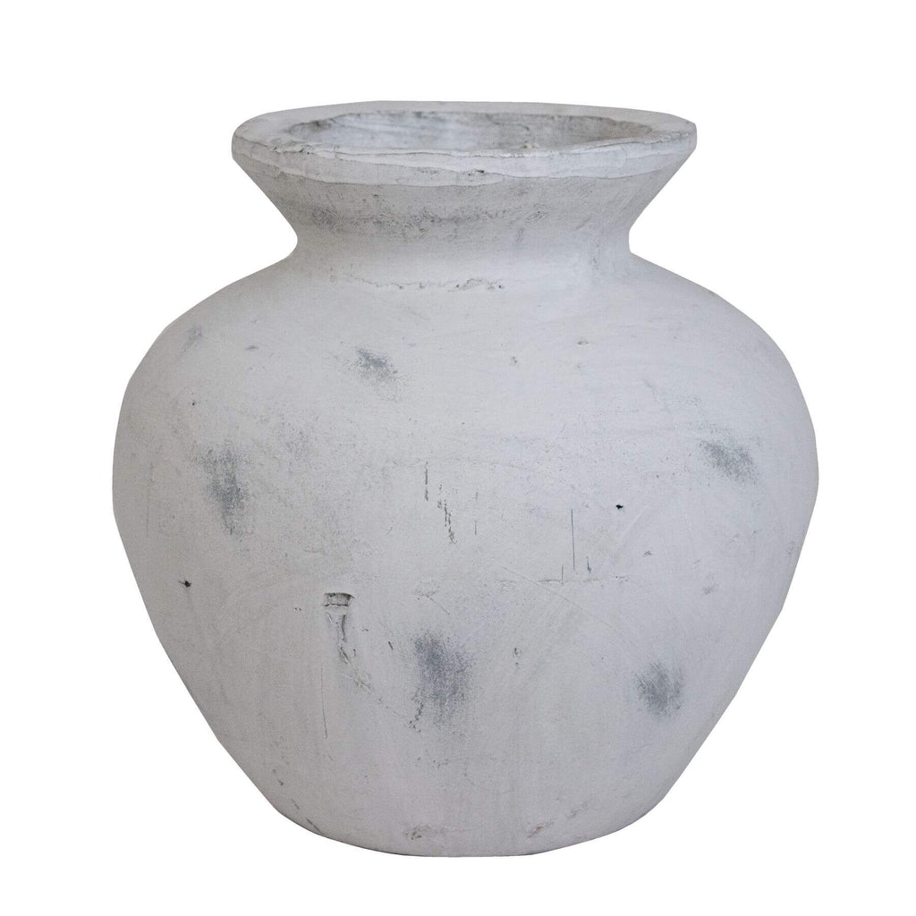 Large antique white ceramic vase with Greek-inspired design, 30cm tall, perfect for floral arrangements and home decor by sostter at brixbailey.com