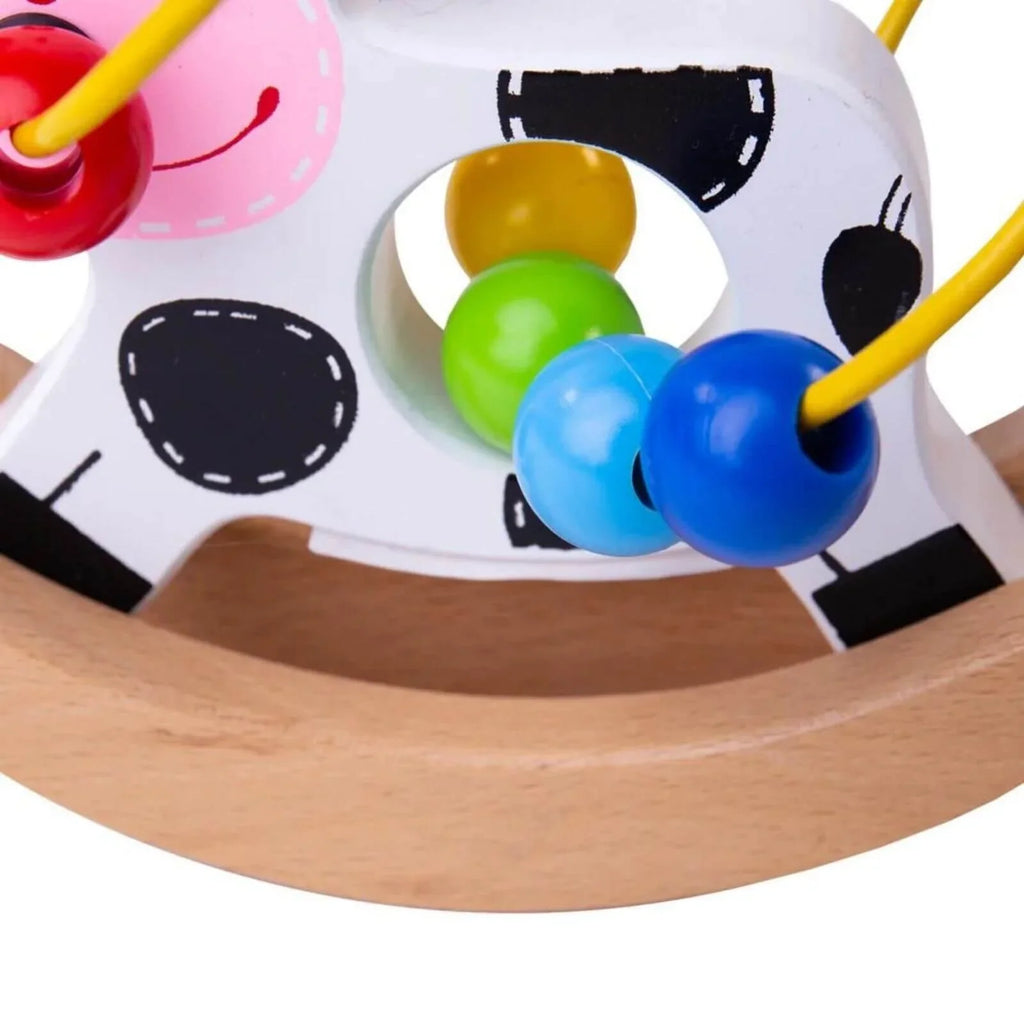 Rocking Bead Frame Cow Wooden Toy