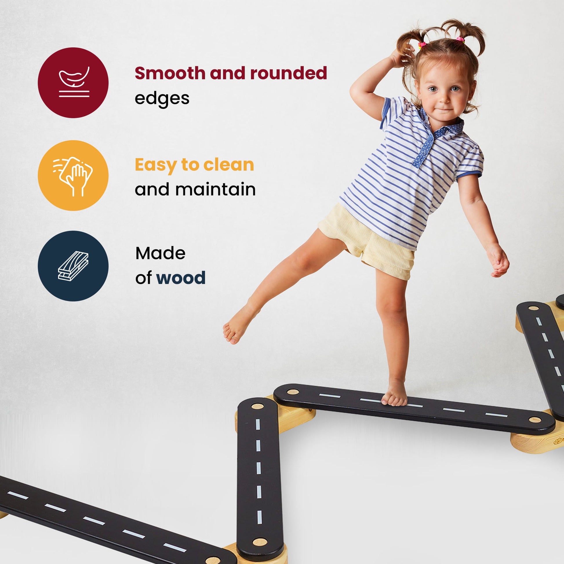 Wooden Balance Beam Sensory Path – Educational & Versatile by MeowBaby at www.brixbailey.com
