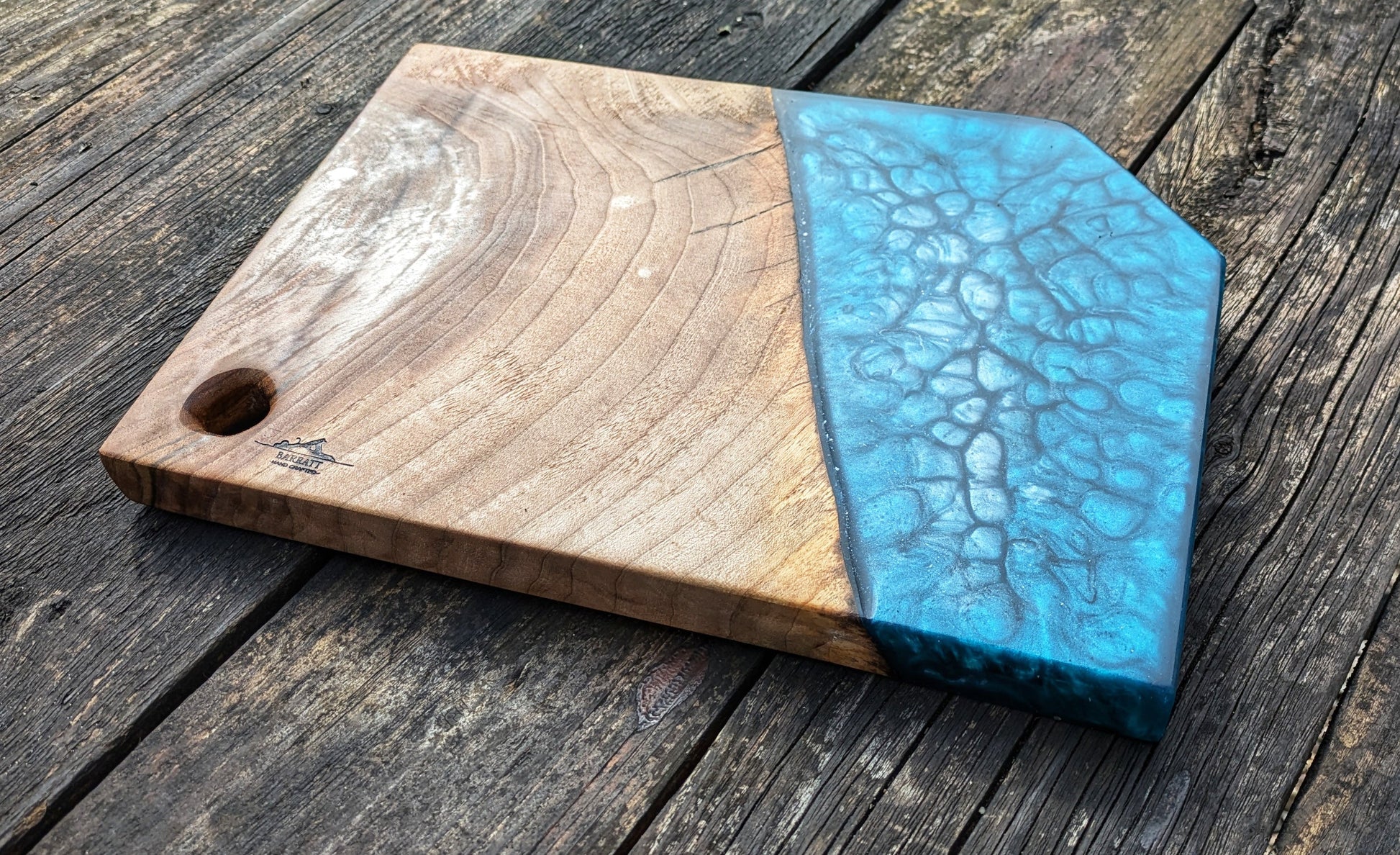 Blue and Silver Walnut Resin Chopping Board