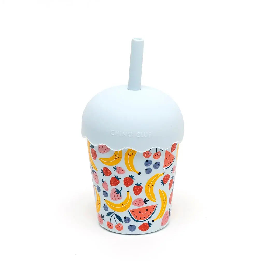 Blue Happy Fruits Mini Toddler Smoothie Cup and Straw 200ml
