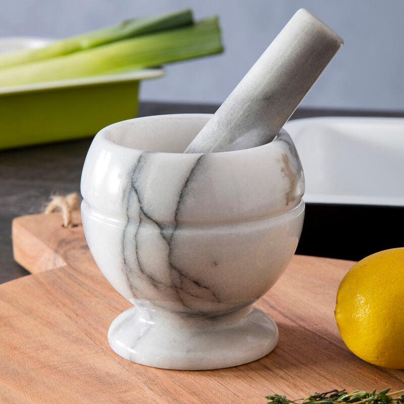 White Marble Small Mortar and Pestle Set