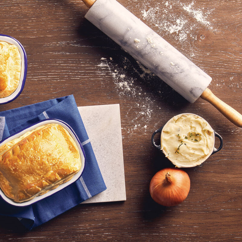 White Marble Rolling Pin with Wooden Handles