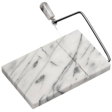 White Marble Cheese Board with Built-In Slicer
