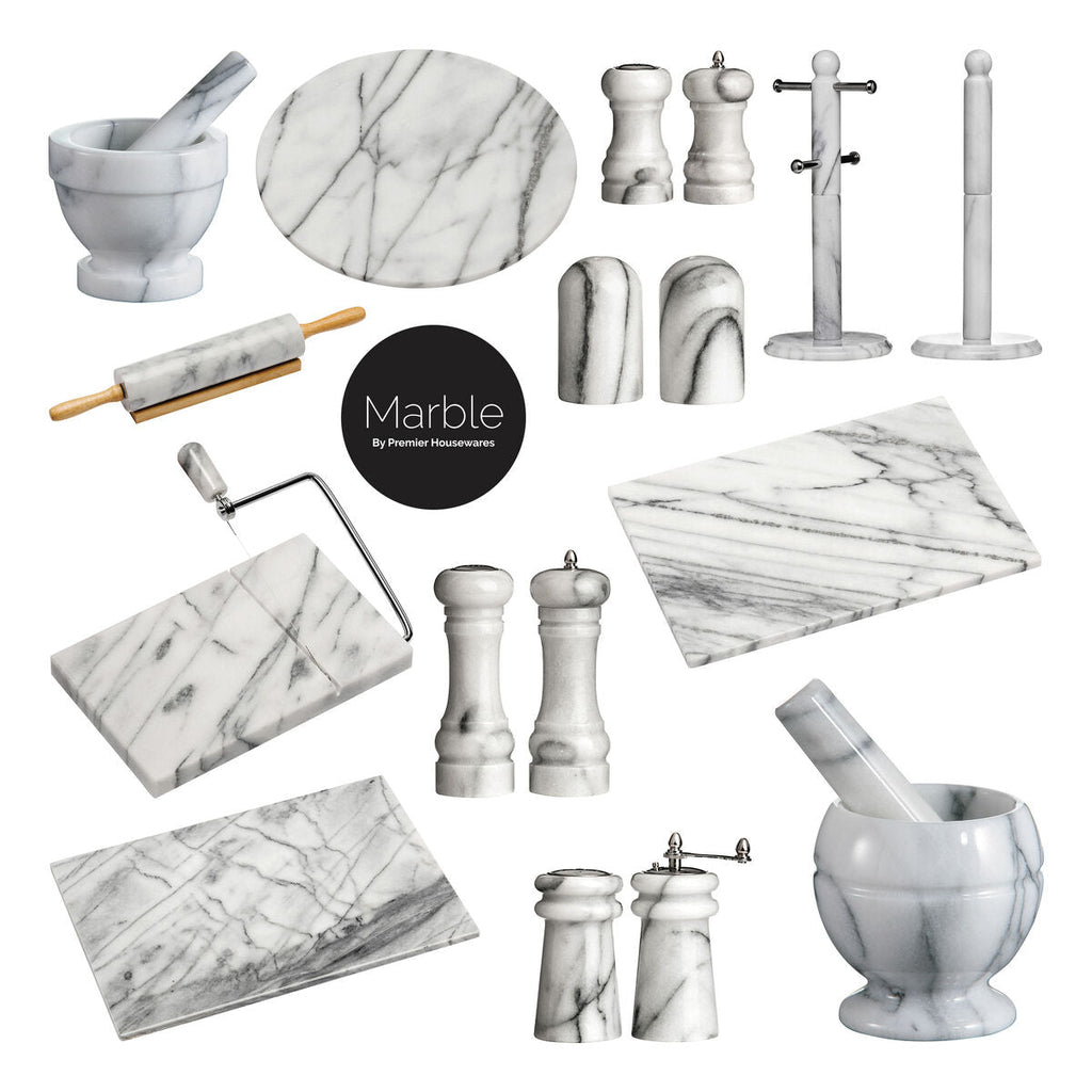 White Marble Cheese Board with Built-In Slicer