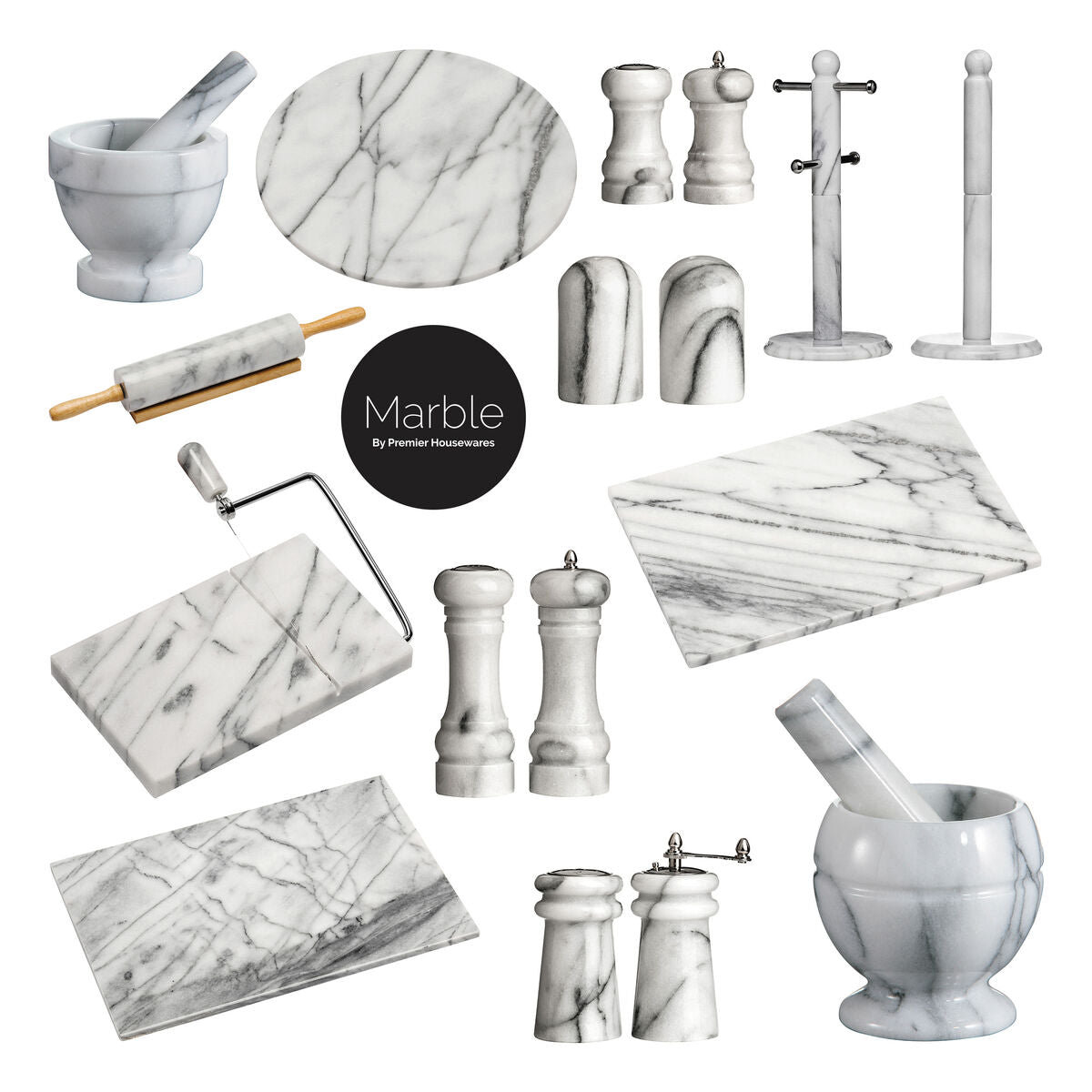White Marble Cheese Board with Built-In Slicer