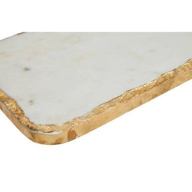 White Marble Chopping and Serving Board with Gold Foil Detail