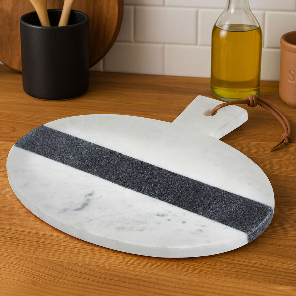 White and Grey Marble Round Paddle Board