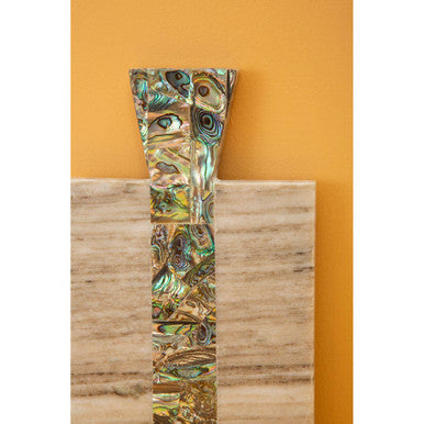 Small Beige Marble Paddle Board with Paua Shell Stripe