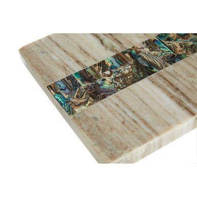 Small Beige Marble Paddle Board with Paua Shell Stripe
