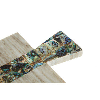 Small Beige Marble Paddle Board with Paua Shell Stripe
