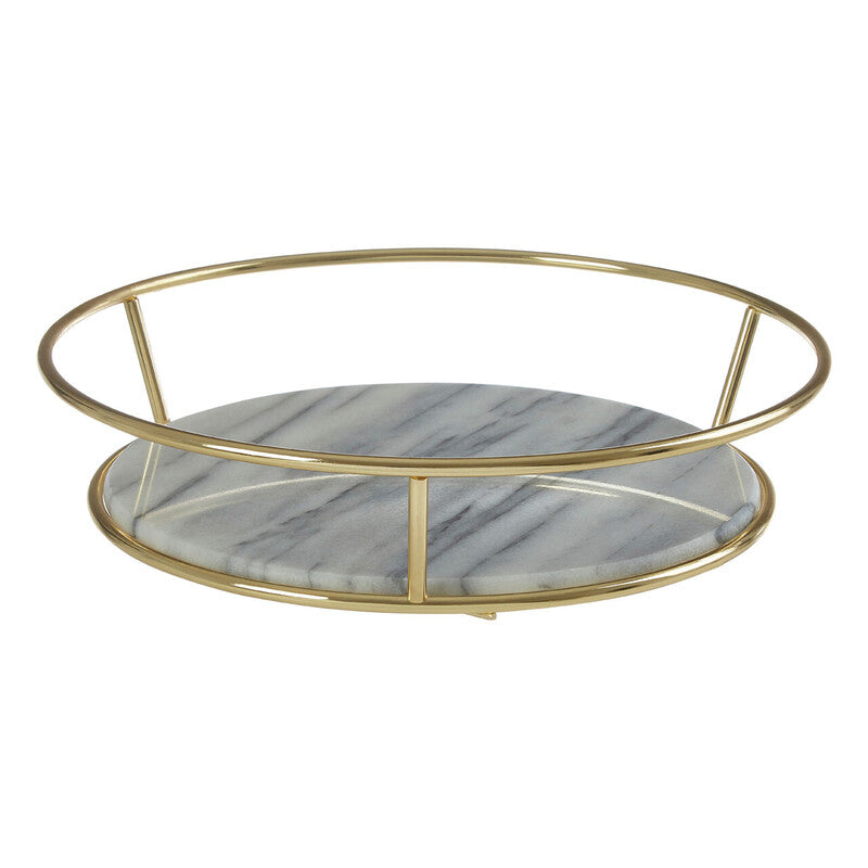 White Marble and Brass Fruit Basket
