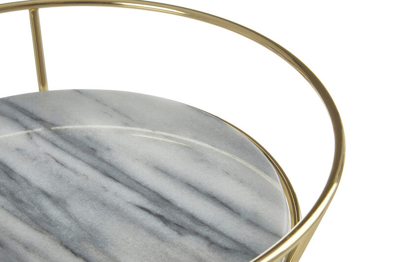White Marble and Brass Fruit Basket