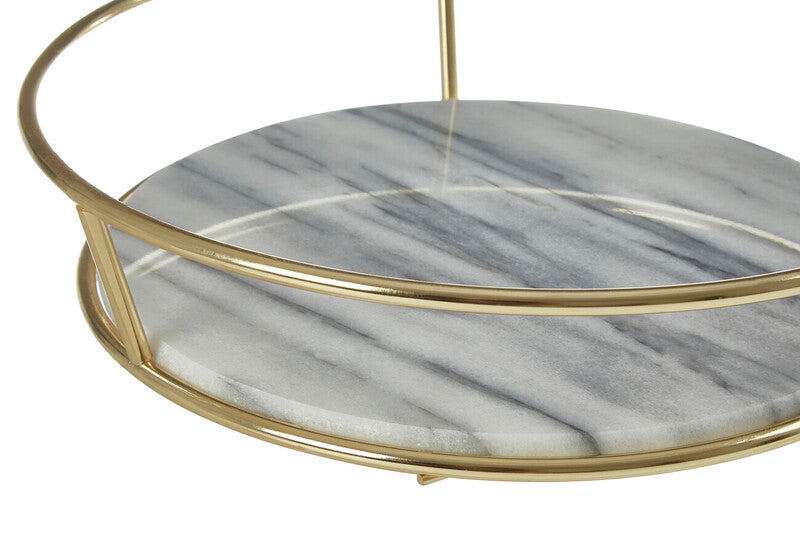 White Marble and Brass Fruit Basket