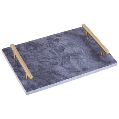 Black Marble Serving Board with Gold Handles