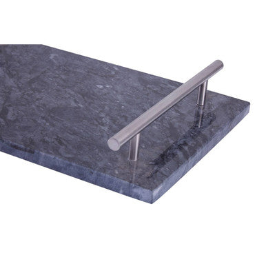 Black Marble Serving Board with Silver Handles