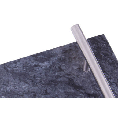 Black Marble Serving Board with Silver Handles