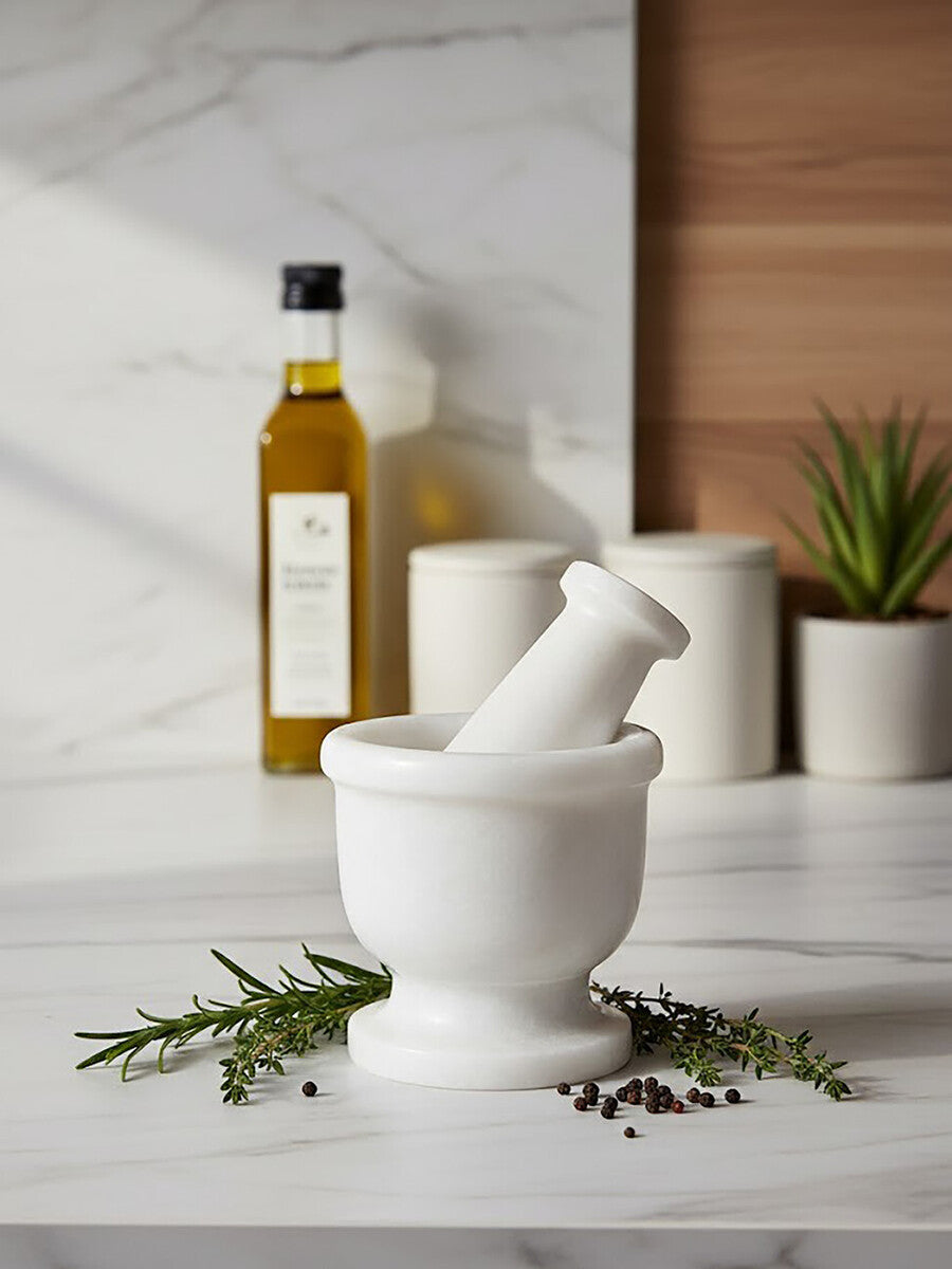 White Marble Mortar and Pestle