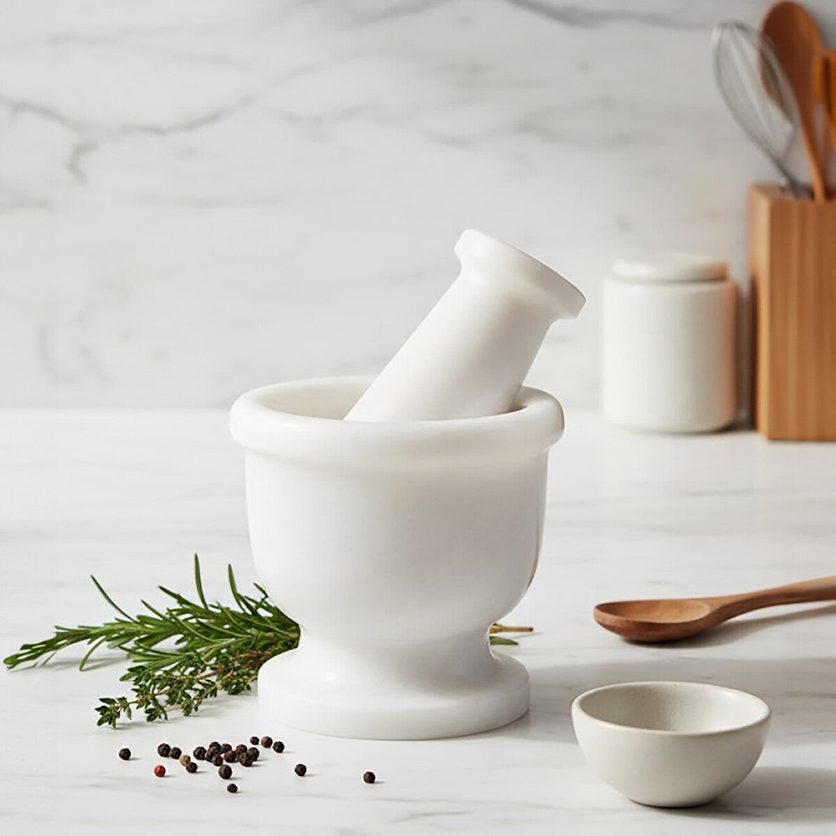 White Marble Mortar and Pestle