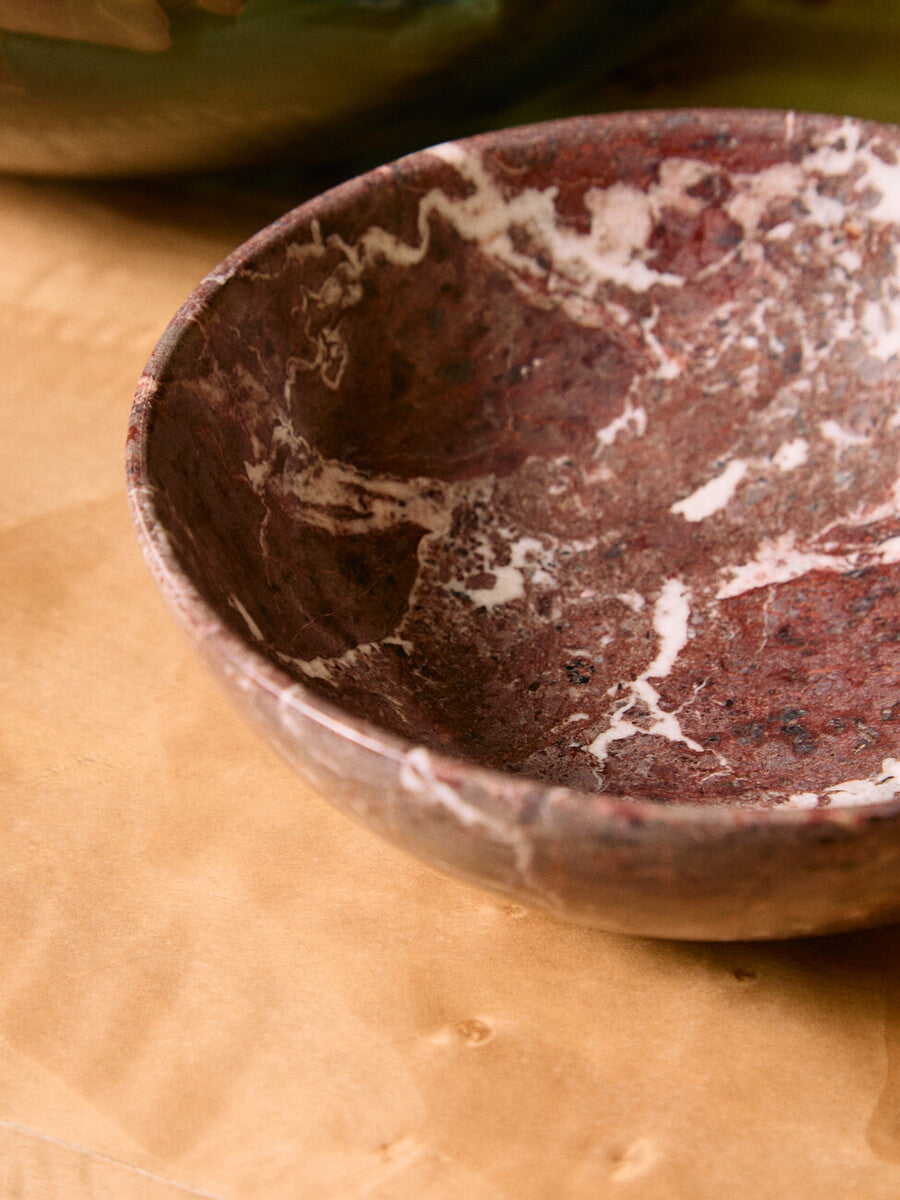 Red and White Marble Bowl