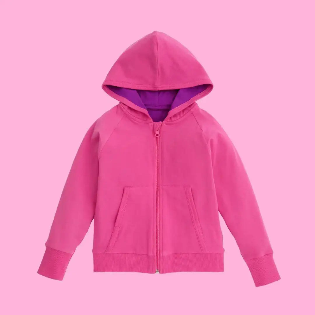 Reversible Organic Hoodie in Bubblegum Pink and Purple