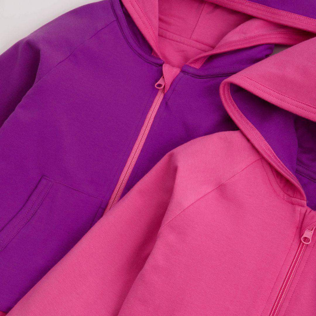 Reversible Organic Hoodie in Bubblegum Pink and Purple