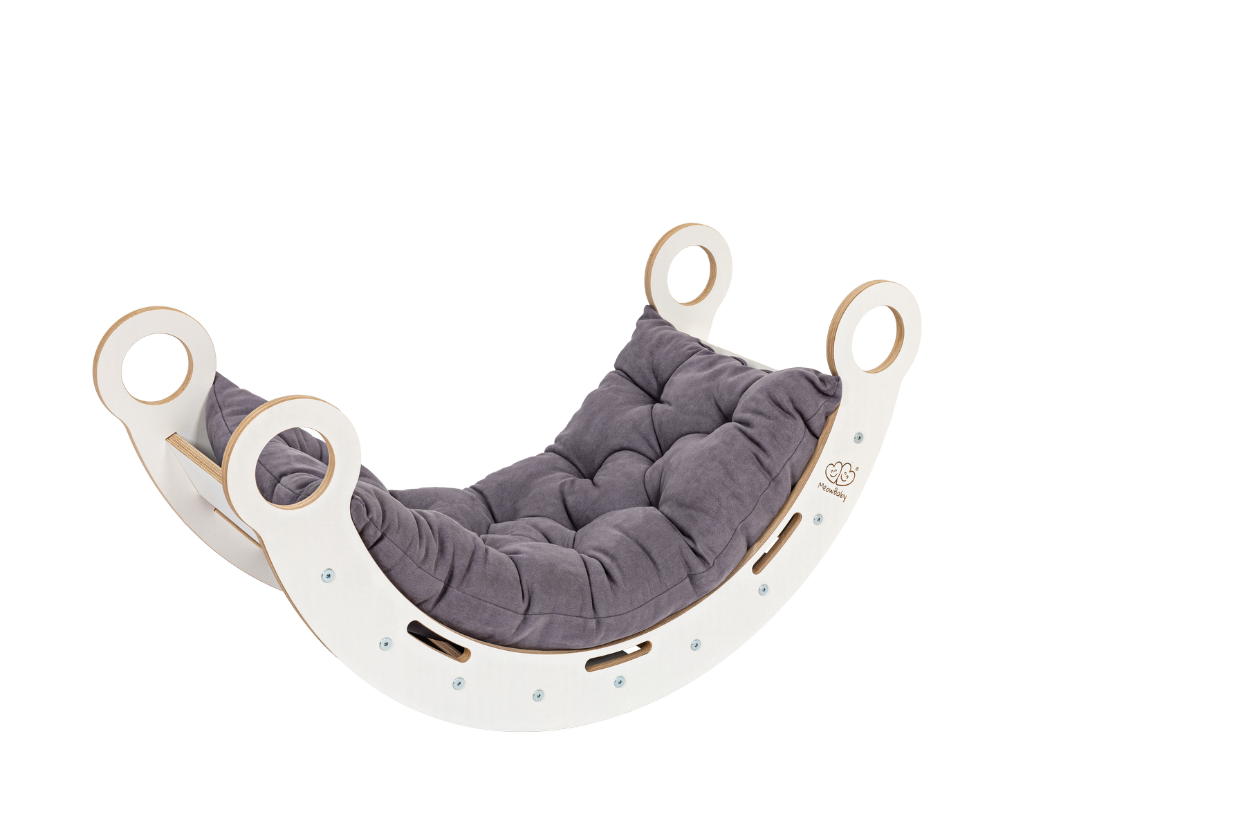White Wooden Dream Rocker – Montessori Inspired Toy with Pillow by MeowBaby at www.brixbailey.com