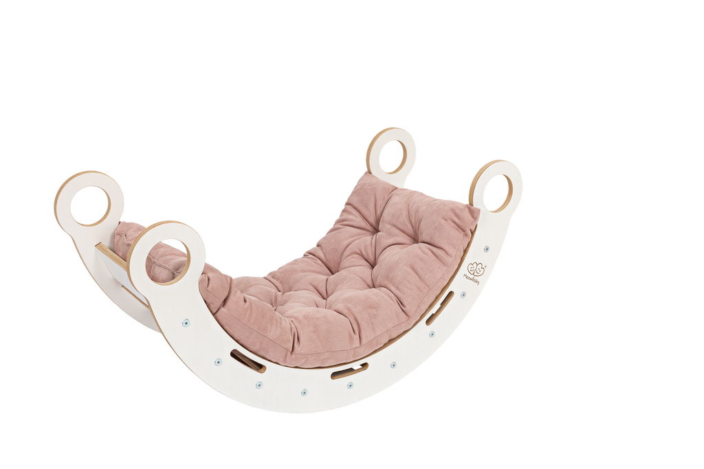 White Wooden Dream Rocker – Montessori-Inspired Play & Comfort by MeowBaby at www.brixbailey.com