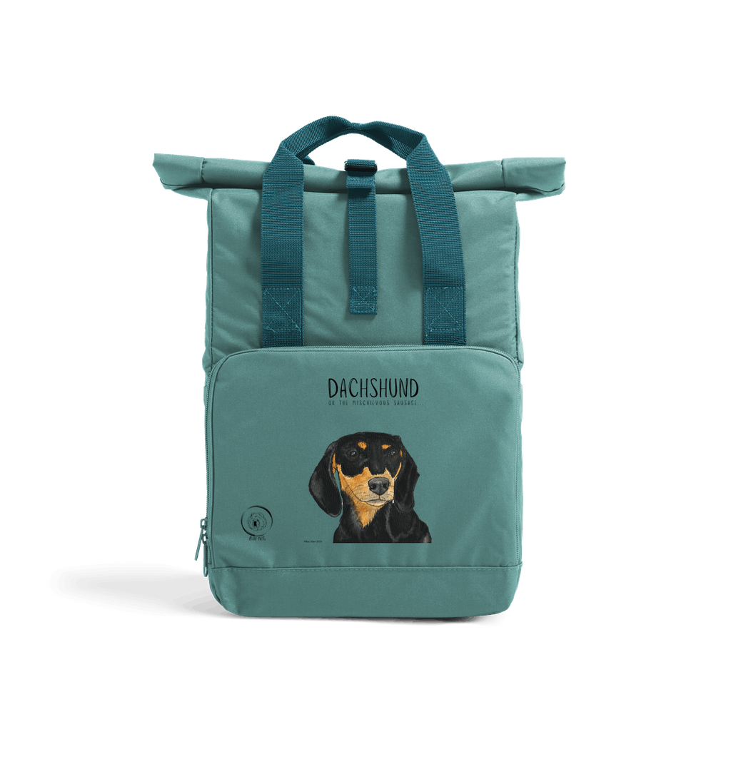 Back and Tan Dachshund Roll Top Backpack