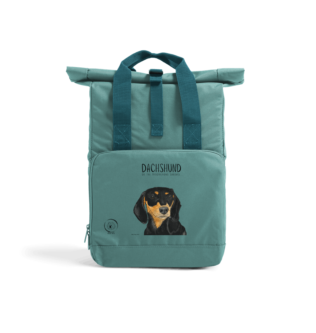 Back and Tan Dachshund Roll Top Backpack