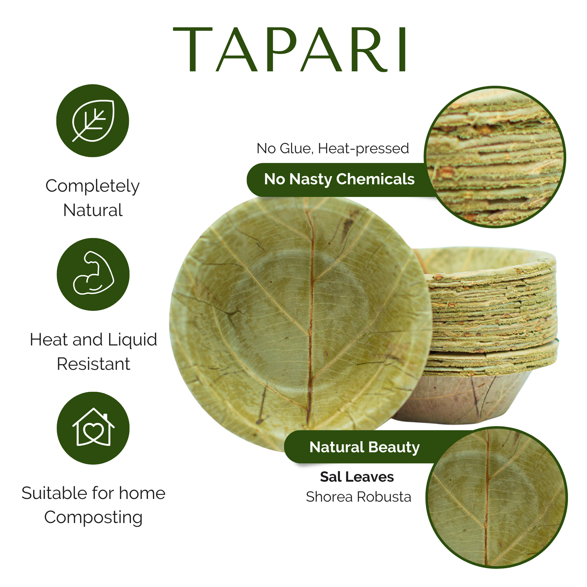 Mini Sal Leaf Bowls 10cm Diameter Pack of 20