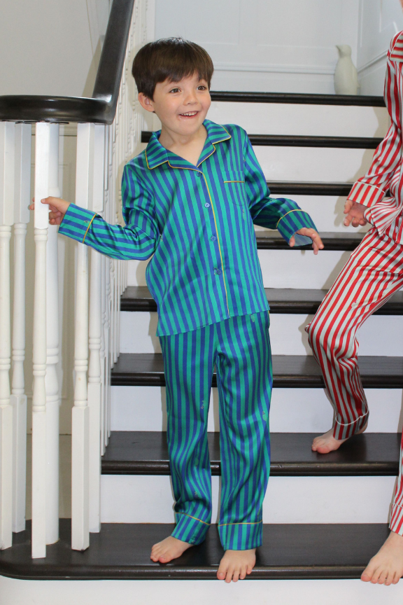 Rainforest Stripe Silk Pyjama Set for Boys