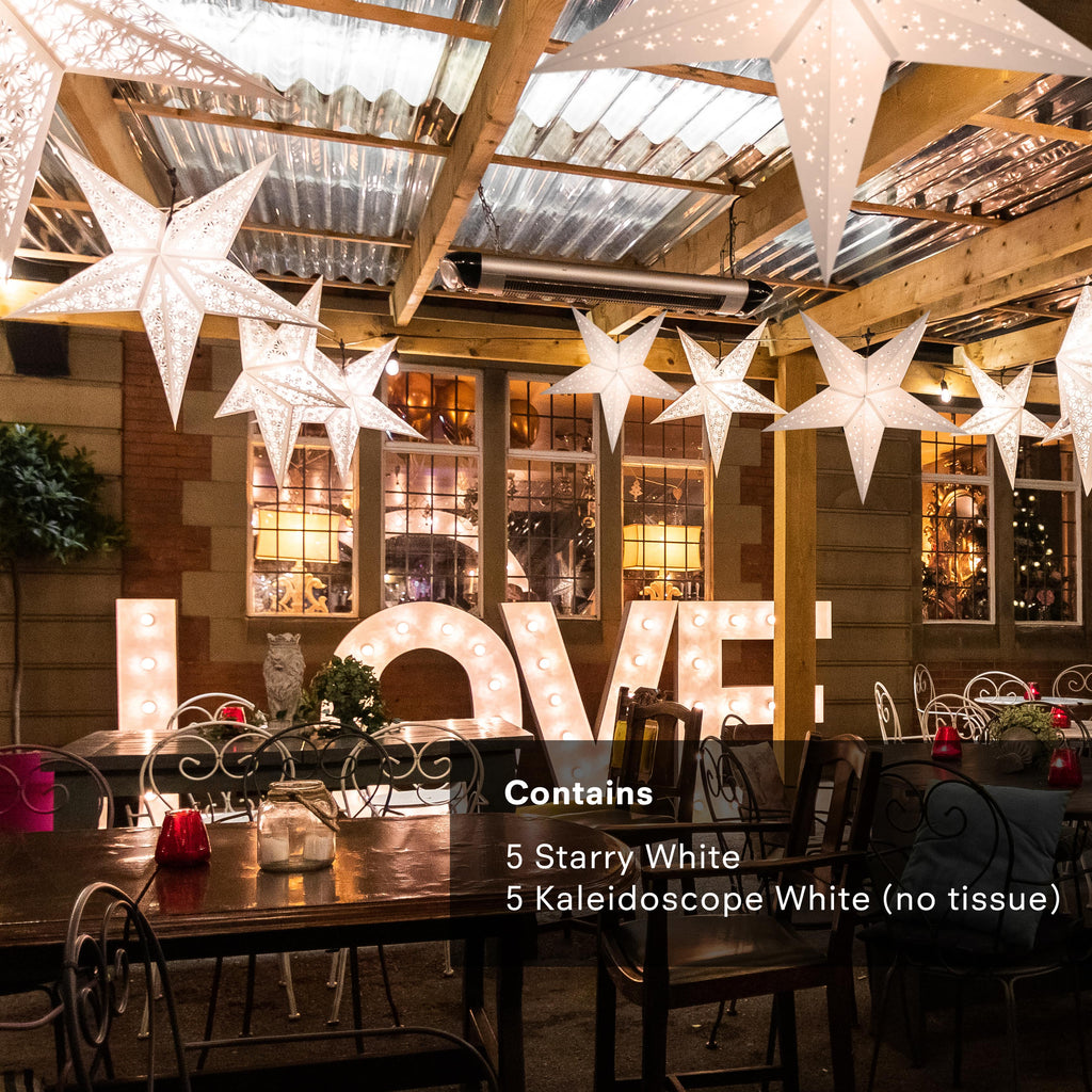 White Wedding Star Lanterns Pack of 10