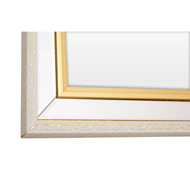 Square Framed Wall Mirror with Layered Gold and Silver Tones