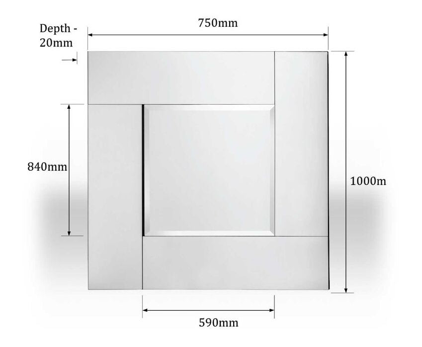 Square Wall Mirror with Bevelled Glass