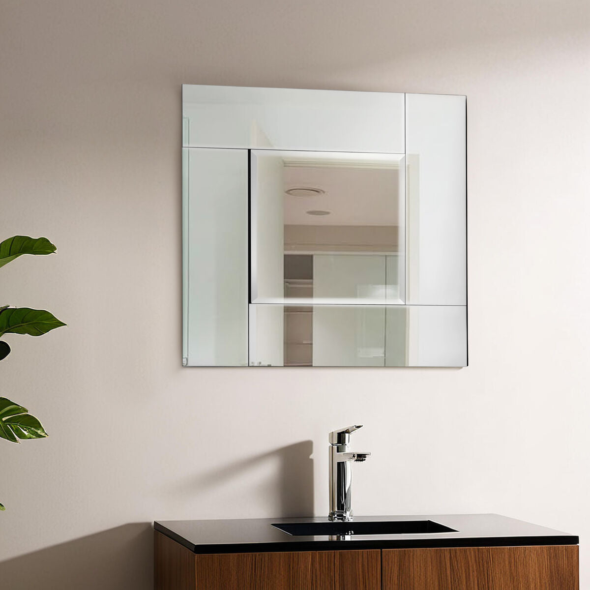 Square Wall Mirror with Bevelled Glass