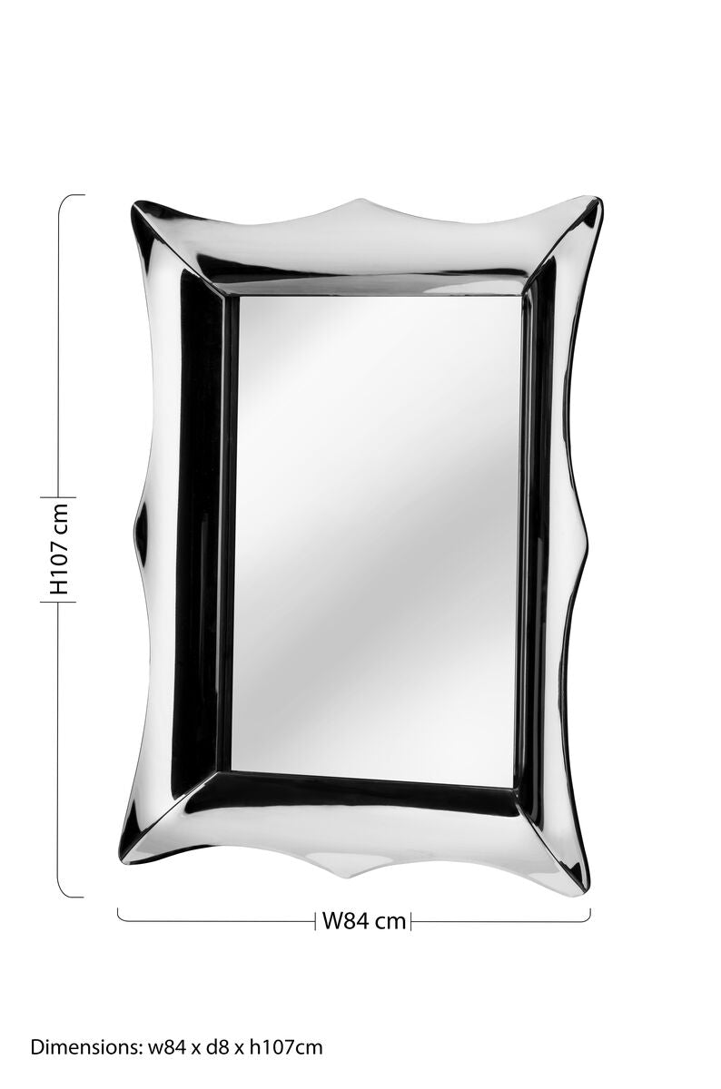 Reflective Frame Wall Mirror with Sculptural Bevelled Design